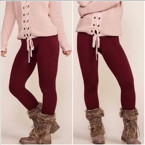 Wine colored fleece lined leggings